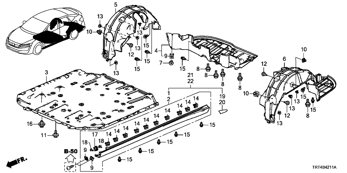 Honda 74541-TRT-A00 Cover, Lower, RR.