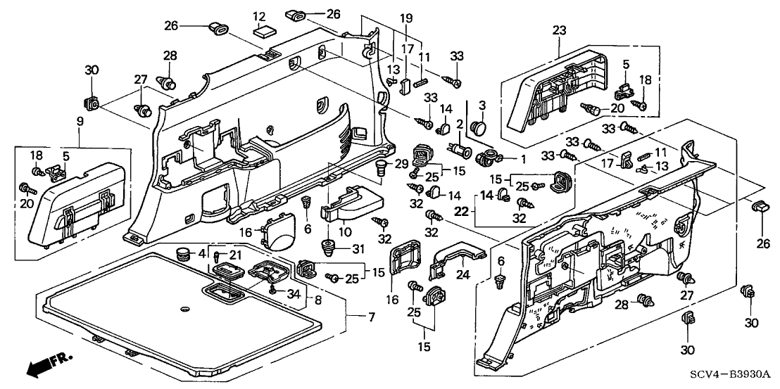 Honda 84660-SCV-A11ZA Lining Assy., L. RR. Side *NH167L* (GRAPHITE BLACK)