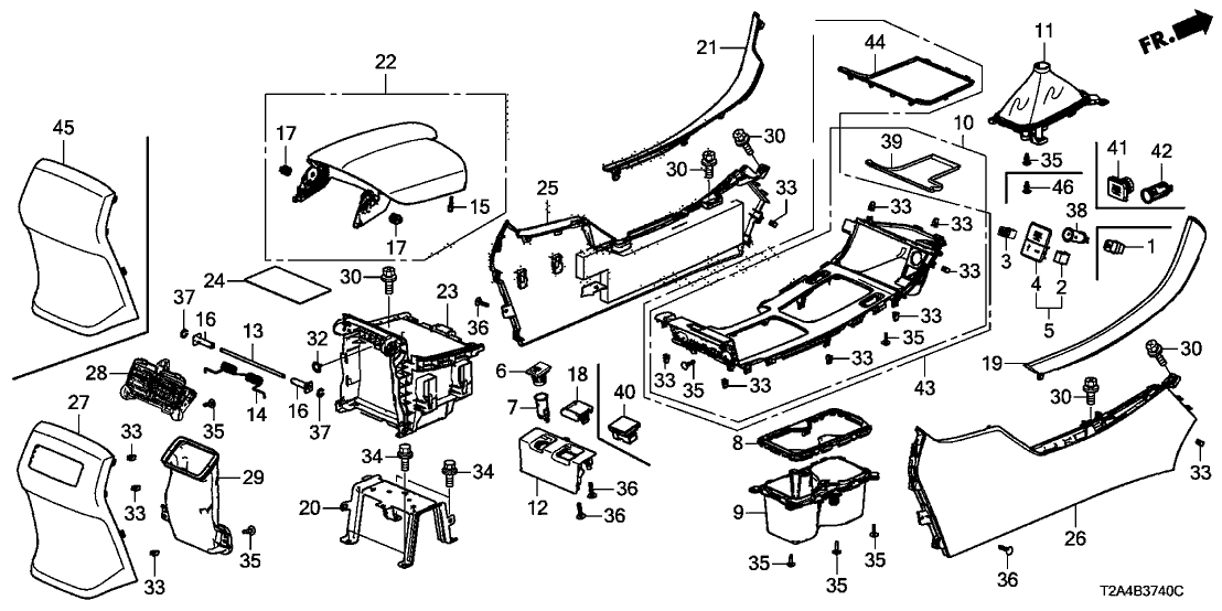 Honda 77299-T2F-A01ZA Console M*NH167L*