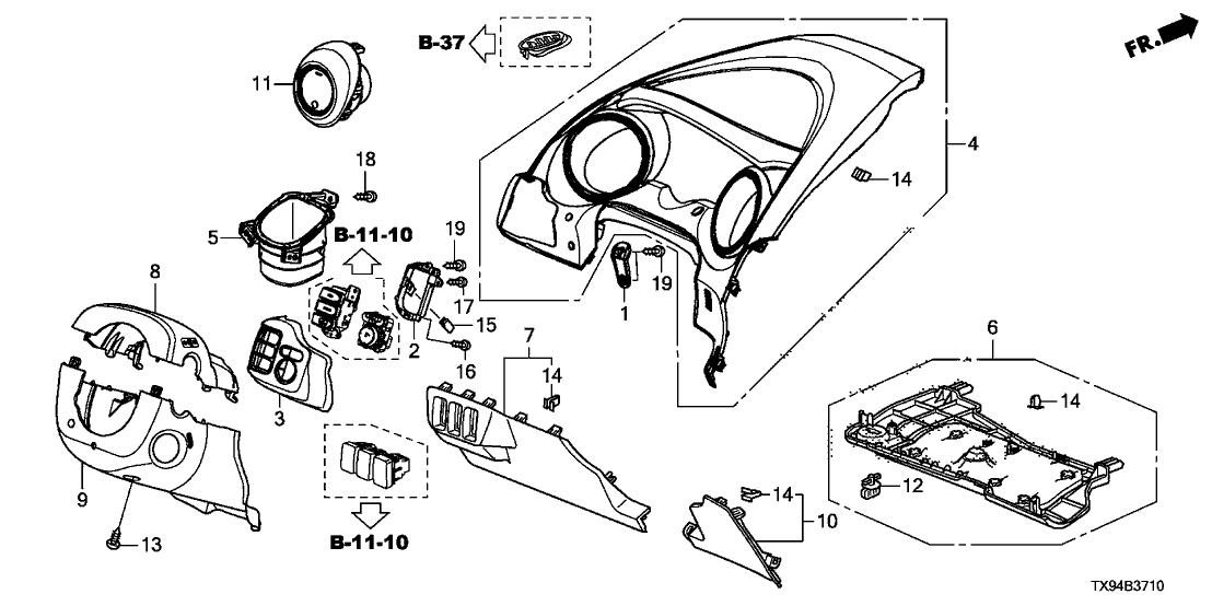 Honda 35723-TX9-A01 Bracket, Mode Select Switch (B)