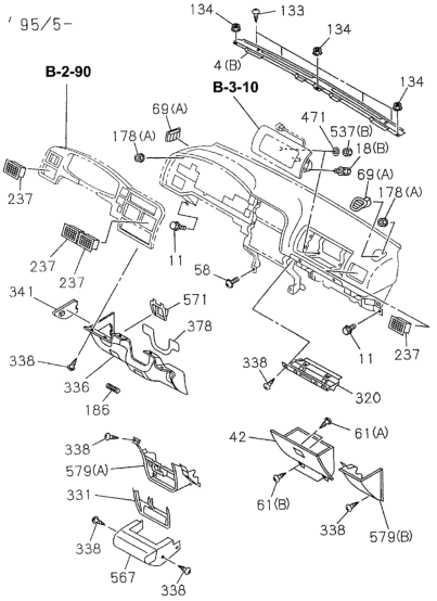 Honda 8-97153-209-4 Cover, Instrument Panel Side (Gray)