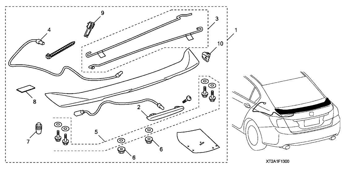 Honda 08F13-T2A-143 Trunk Spoiler Nh-797M