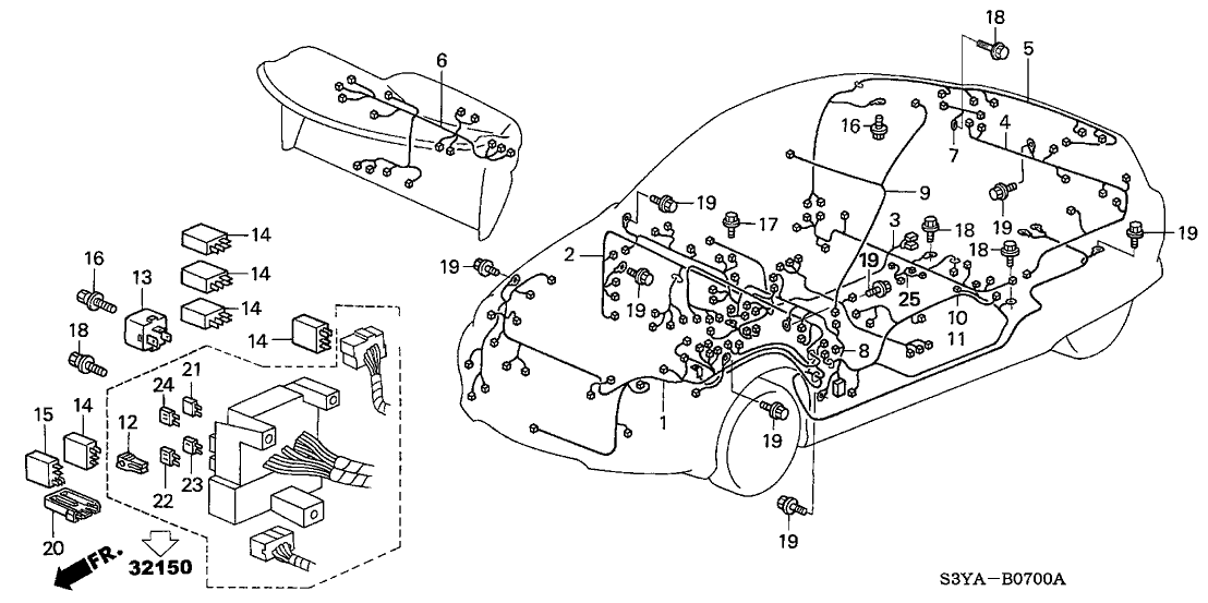 Honda 32150-S3Y-A13 Wire Harness, Dashboard