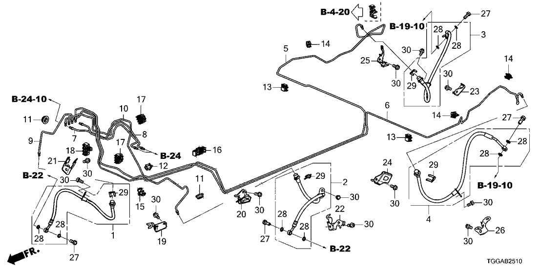 Honda 46437-TEA-T00 Bracket B, R. RR. Brake Hose