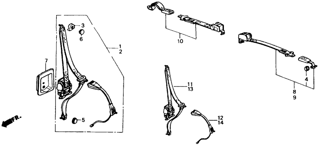Honda 04814-SD9-A02ZB Outer Set, R. FR. Seat Belt *NH89L* (Nsk) (PALMY GRAY)