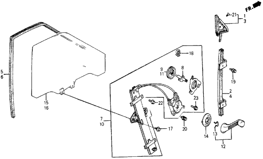 Honda 75350-SB6-660 Glass Assy., R. FR. Door (Aag)