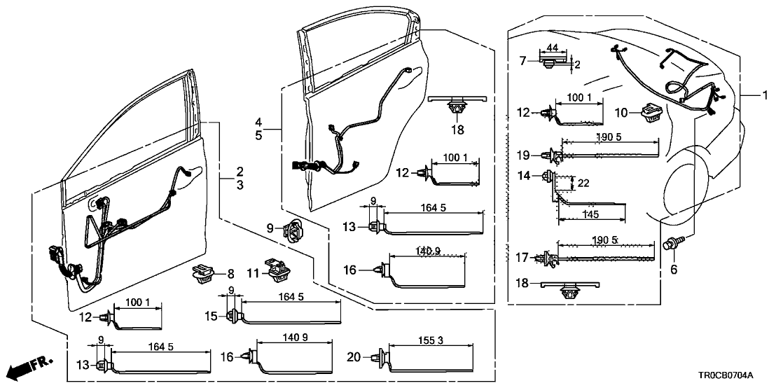 Honda 32751-TR0-A02 Wire Harness, Door