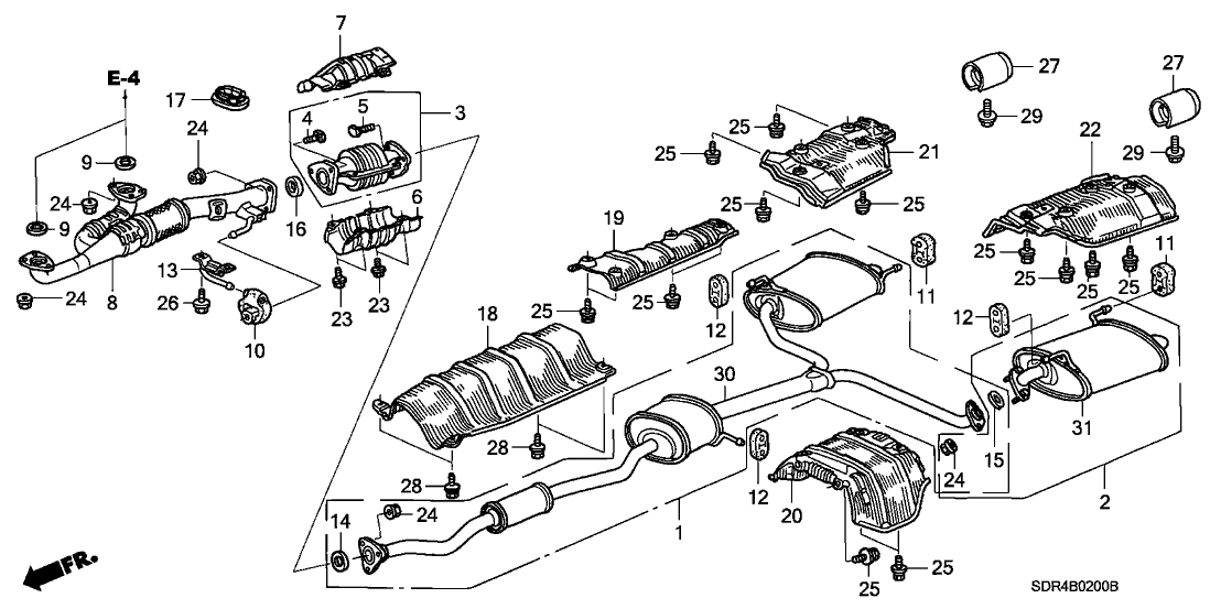 Honda 18305-SDB-A11 Muffler, Driver Side Exhuast