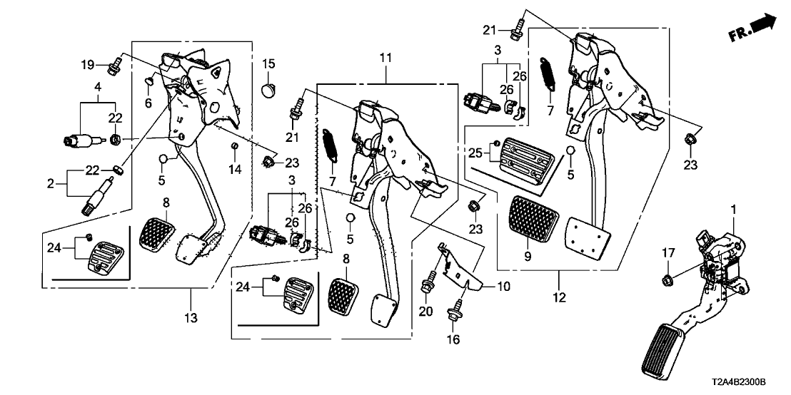 Honda 46545-T2K-H91 Cover Set, Pedal (AT)