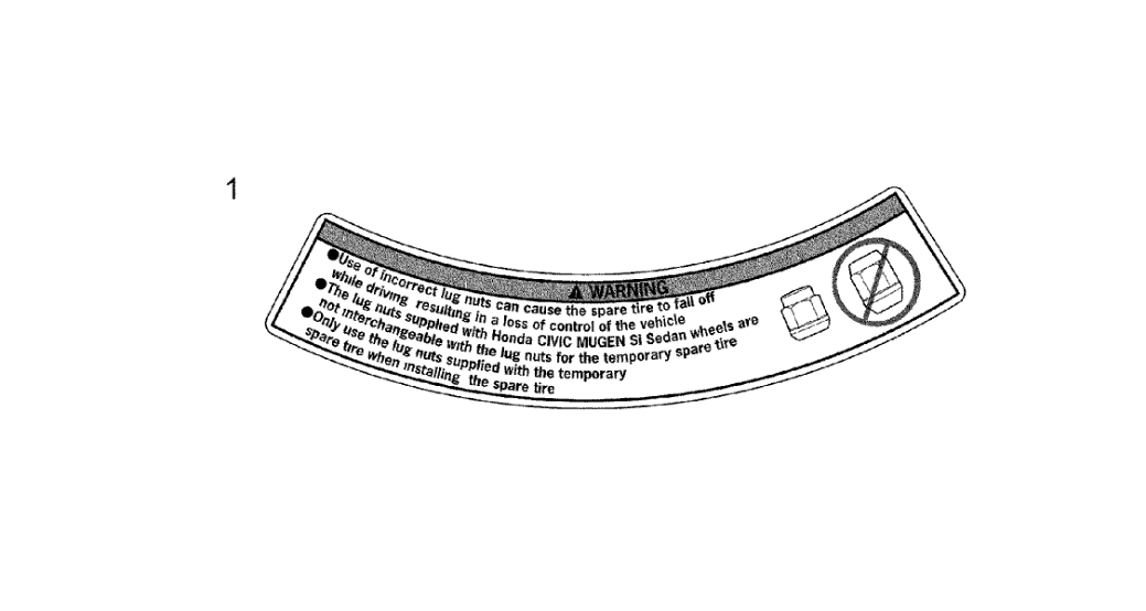 Honda 42767-XVJ-000 Label, Spare Tire Caution