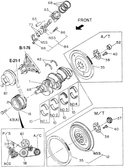 Honda 8-97072-980-0 Metal Set, Crankshaft No. (2/3) (Brown)