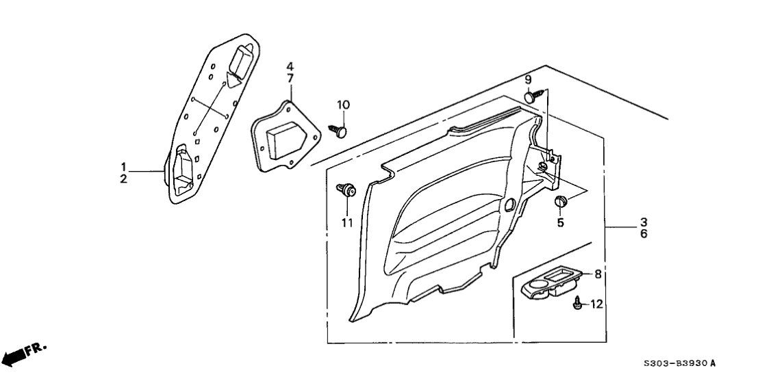 Honda 83730-S30-000ZA Lining, R. Side *NH167L* (GRAPHITE BLACK)