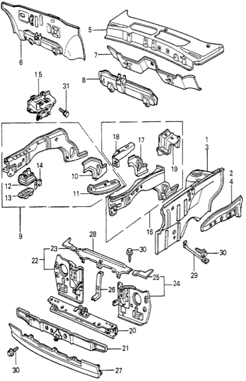 Honda 60891-692-010ZZ Frame, Bulkhead (Upper)