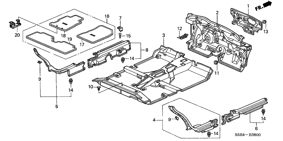 Honda 83603-S5A-A00ZB Floor Mat, RR. *YR239L* (KI IVORY)