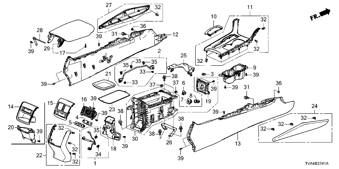 Honda 83430-TVA-A11ZB Garnish Assy., L. Console Side*NH836L* (LEA) (WISTERIA LIGHT GRAY)