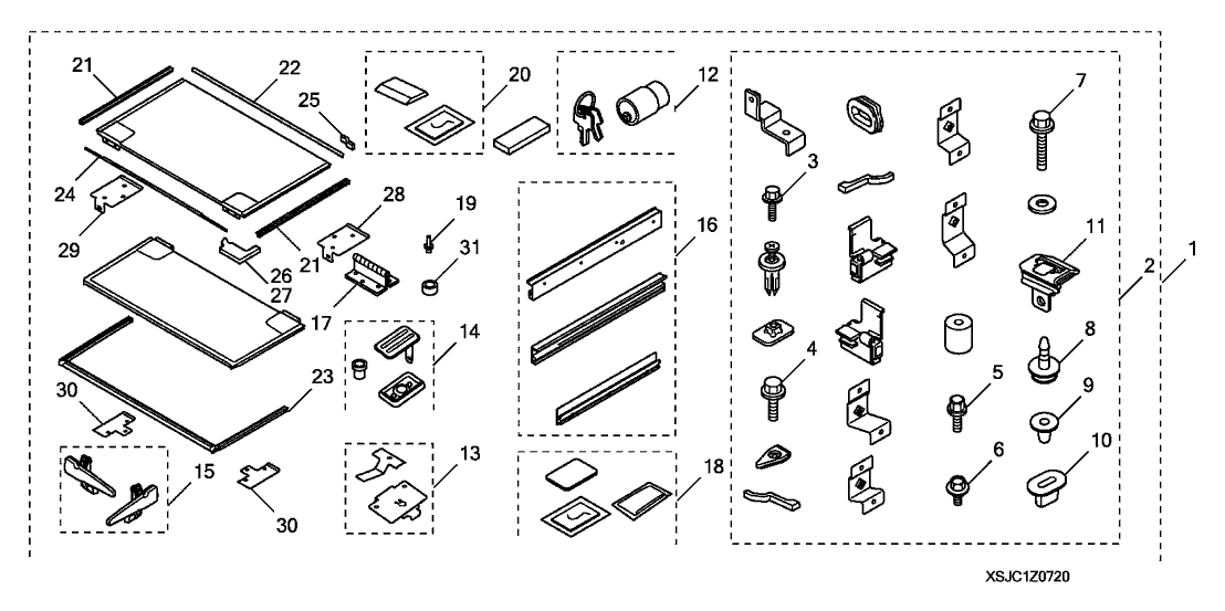 Honda 08Z07-SJC-100R1 Hardware Kit, Bed Tonneau Cover System