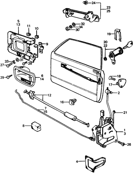 Honda 75530-634-020 Handle Assembly, Driver Side Inside