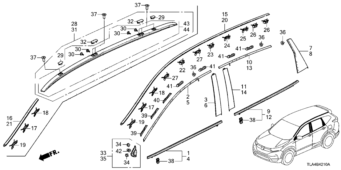 Honda 91503-TLY-H01 CLIP, DOOR MOLDING