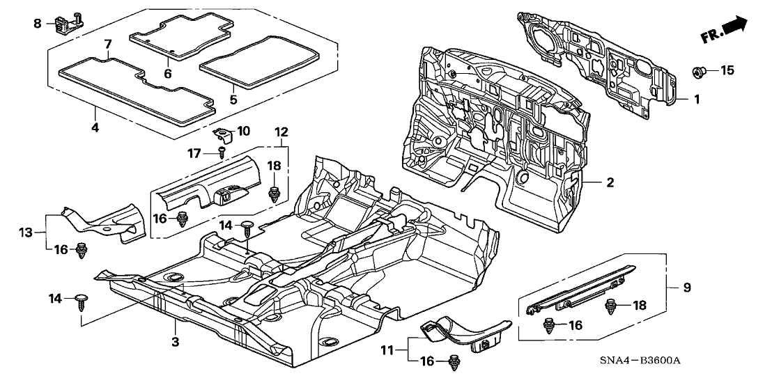 Honda 83603-SNA-A01ZB Floor Mat, RR. *YR327L* (PEARL IVORY)