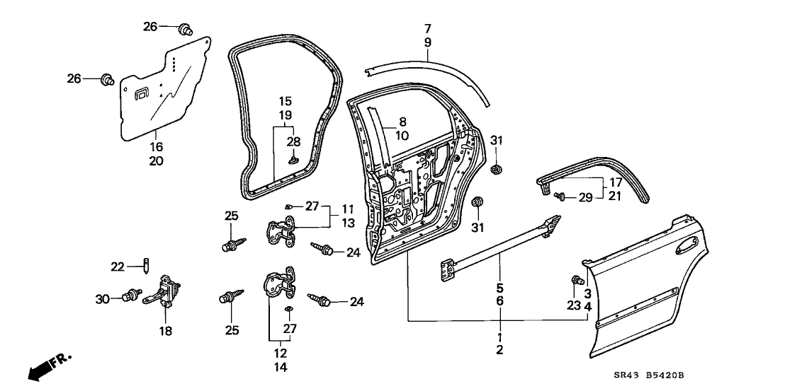 Honda 72821-SR4-A10 Seal, R. RR. Door Hole