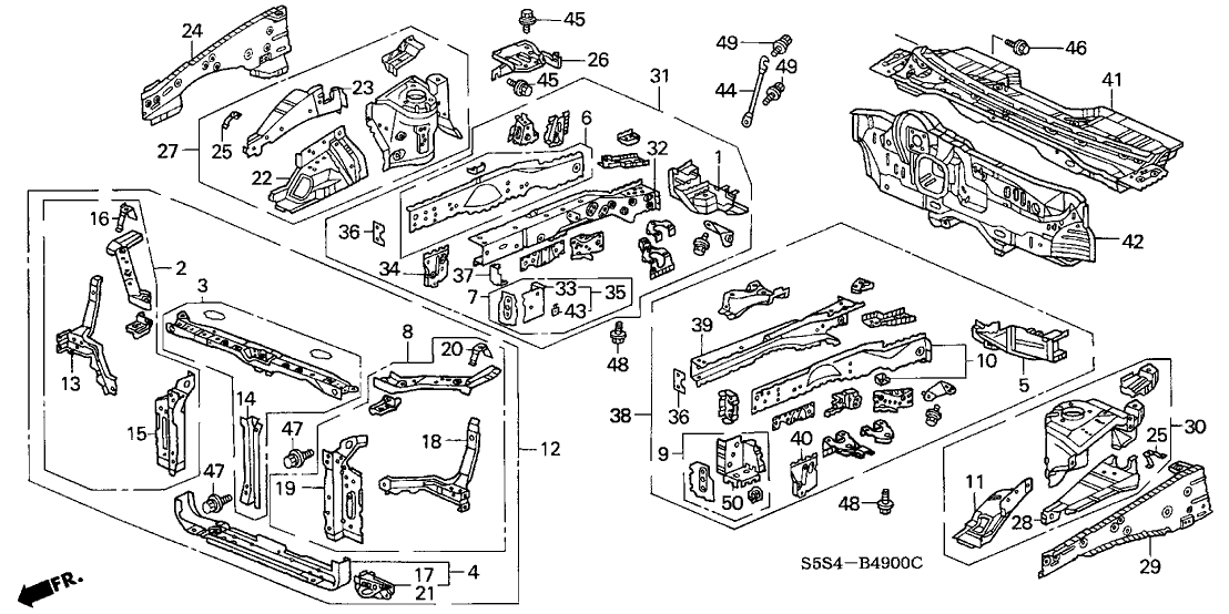 Honda 60828-S5T-G00ZZ Bracket A, R. FR. Sub-Frame (FR)