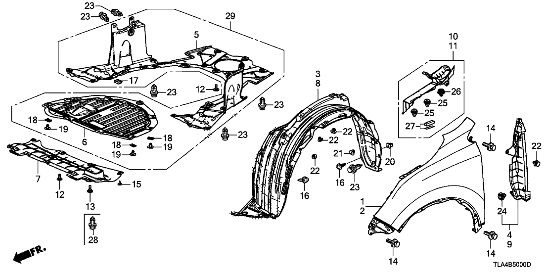 Honda 74113-TNY-G00 LID, FR. ENGINE COVER (LOWER)