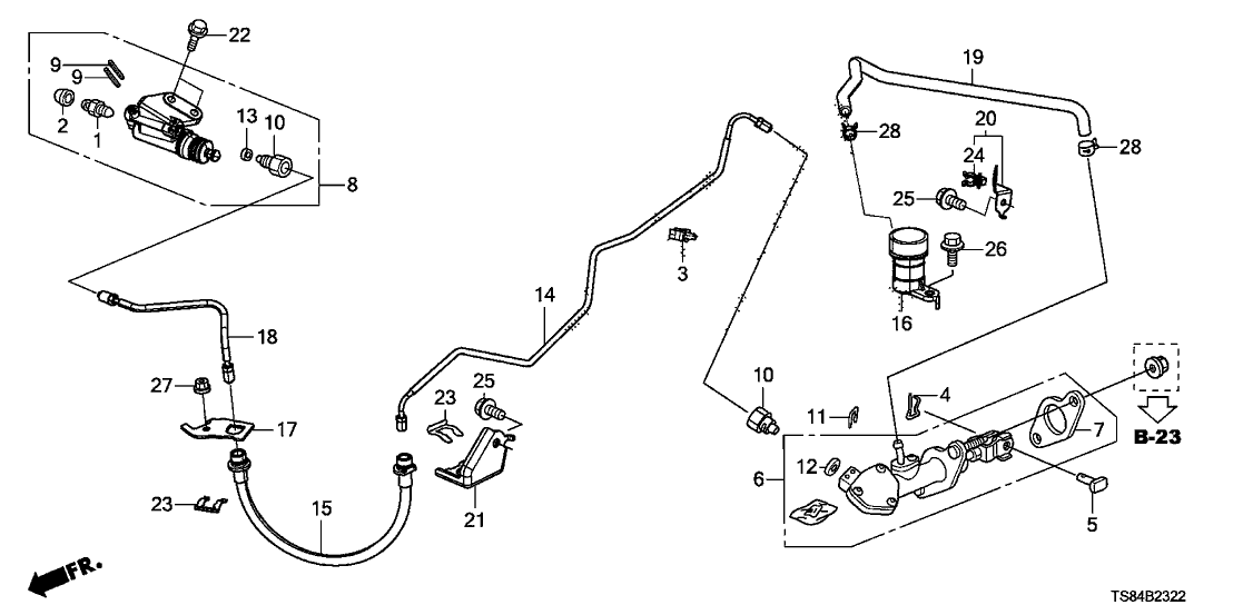 Honda 46968-TR4-L21 Bracket B,Clutch Pipe