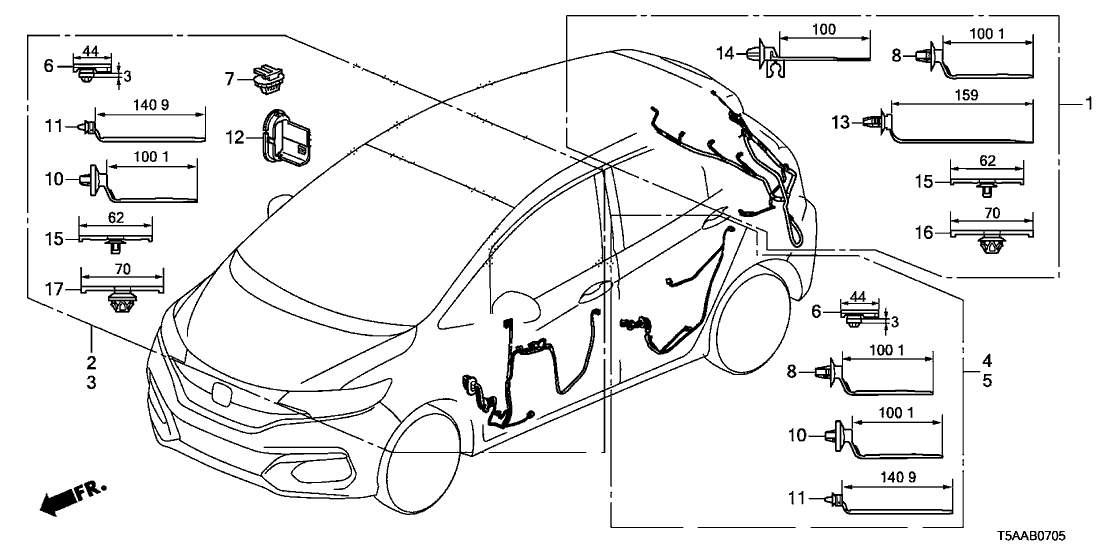 Honda 32752-T5R-A40 Wire Harness, Passenger Door