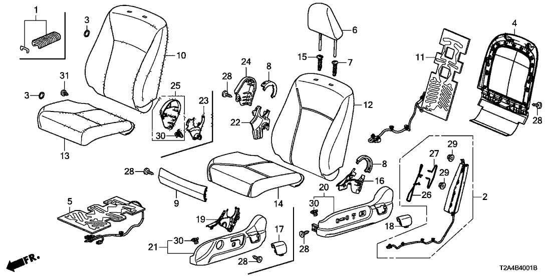 Honda 81527-T2G-L51 Pad, L. FR. Seat-Back