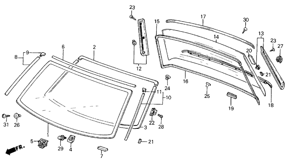 Honda 74206-SB4-000 Rubber, RR. Windshield Dam (Lower)