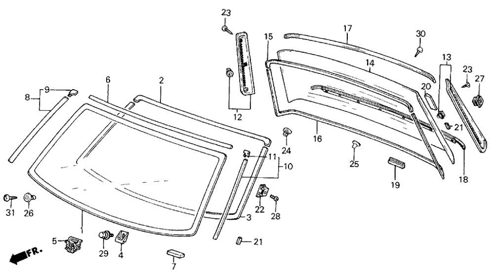 Honda 67201-SB3-660 Glass, Front Windshield (Blue)