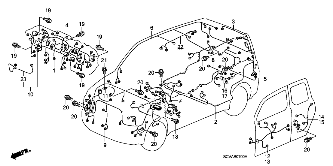 Honda 32118-SCV-A11 Wire Harness, Tailgate (Lower)