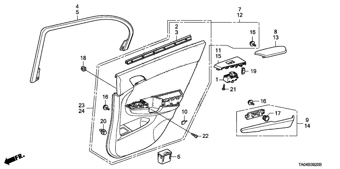 Honda 83752-TA0-A31ZD Lining, L. RR. Door (Lower) (Typea) (LEA)(Black)
