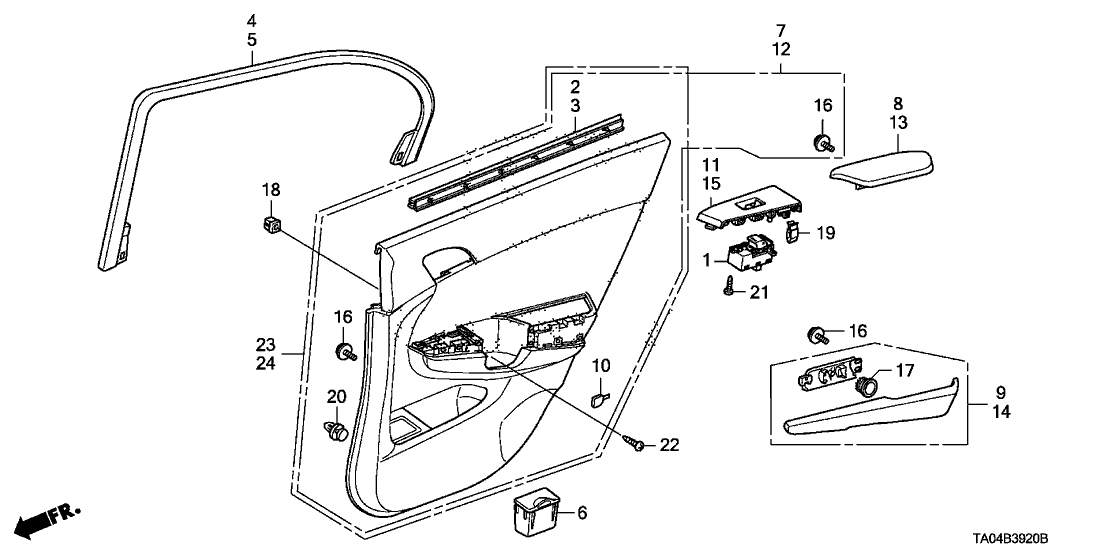 Honda 83702-TA0-A04ZB Lining, R. RR. Door