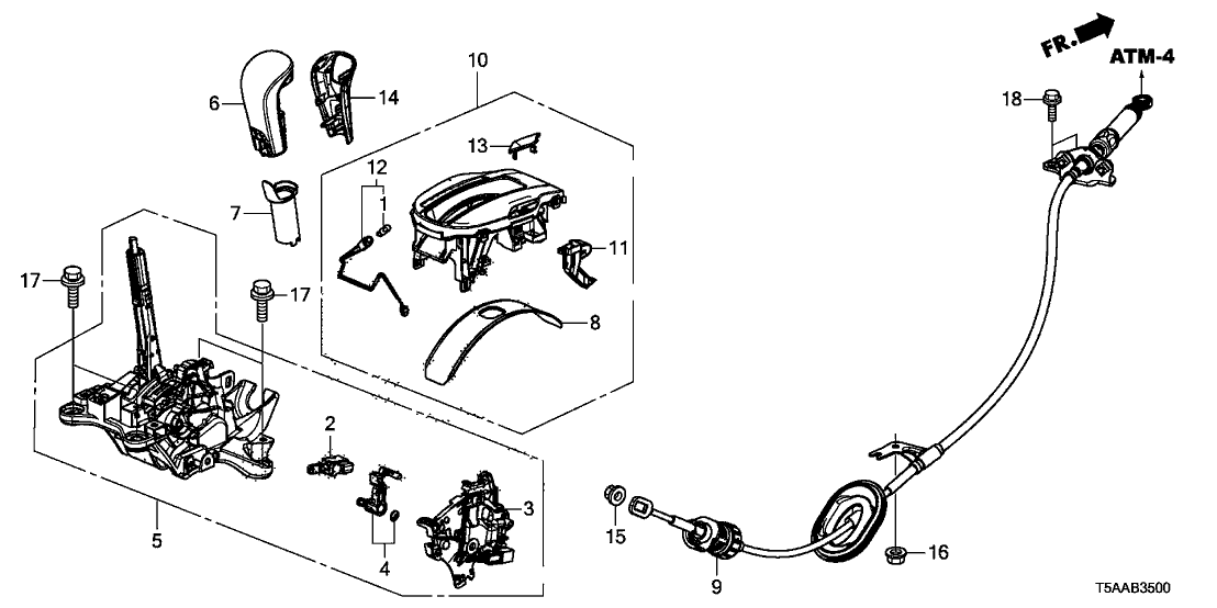 Honda 54100-T5A-952 Lever Sub-Assy., Select