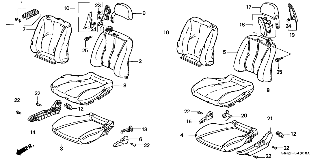 Honda 04810-SR4-J00 Frame Set, R. FR. Seat-Back