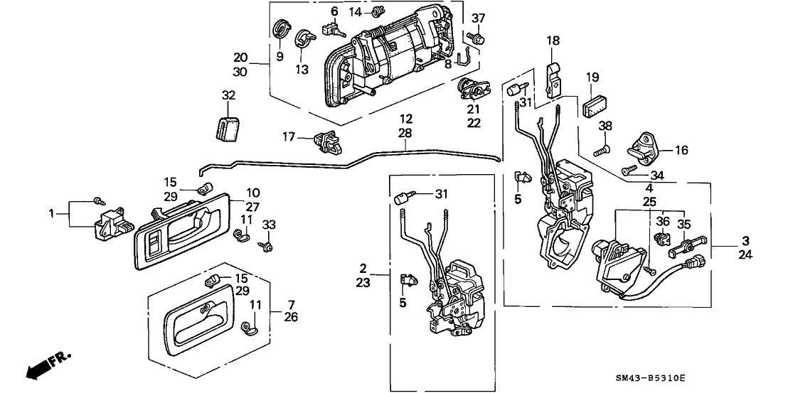 Honda 72140-SM1-000ZB Handle Assembly, Right Front (Outer) (Granada Black Pearl)