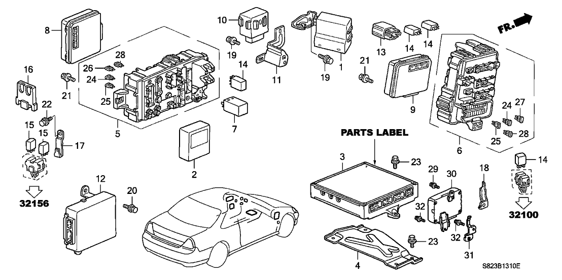 Honda 38850-S82-A21 System Unit, Multi Plex Control (Passenger Side) 38850-S82-A21 Honda System Unit, Multi Plex Control (Passenger Side)