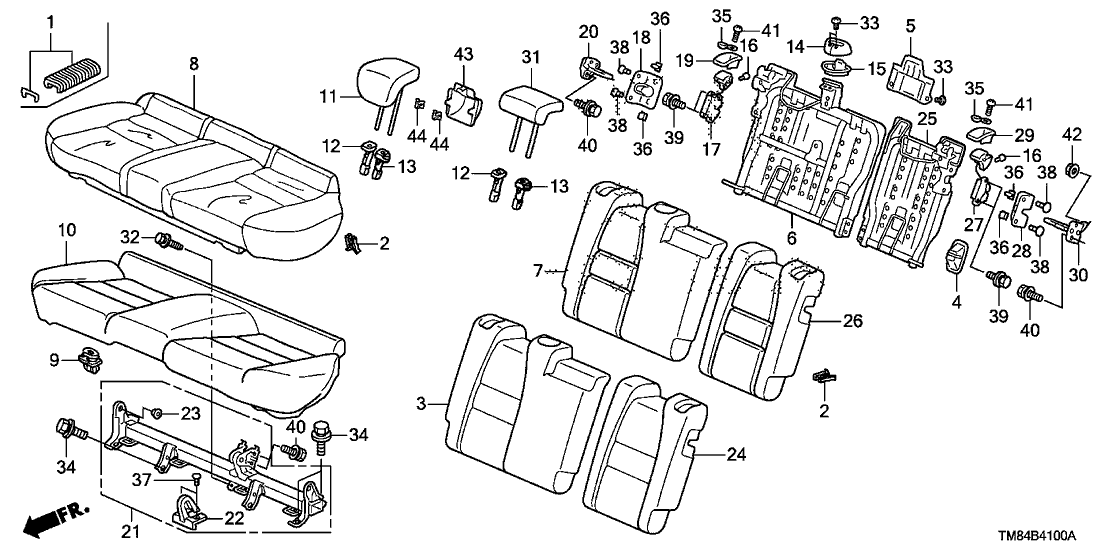 Honda 82940-TM8-A71ZC Headrest Assy., RR. Center *NH686L* (WARM GRAY)