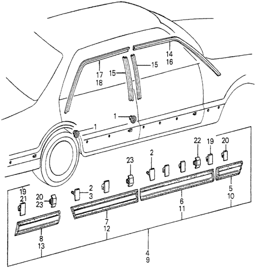 Honda 75813-672-010 Protector, R. RR. Door