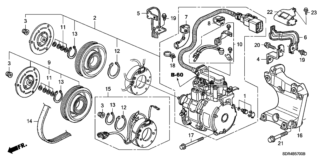 Honda 38866-RCJ-A00 Stay B, Compressor Cable