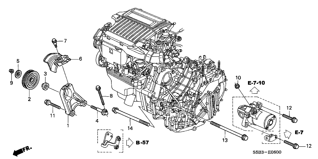 Honda 38926-PZA-000 Bracket, Idle Pulley