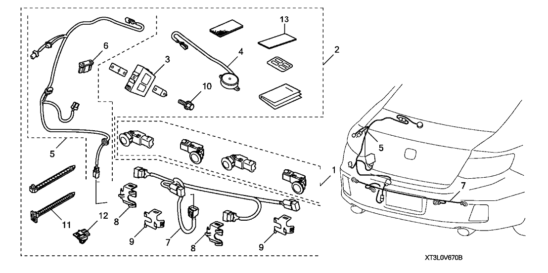08V67-T3L-10030 Honda Harness, Back-Up