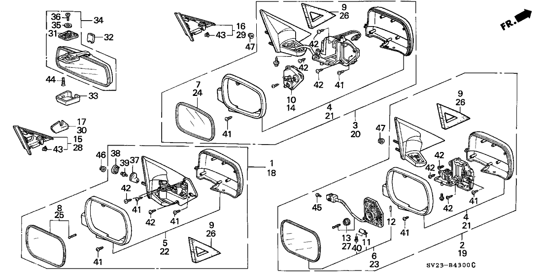 Honda 76200-SV2-A01 Mirror Assembly, Passenger Side Door