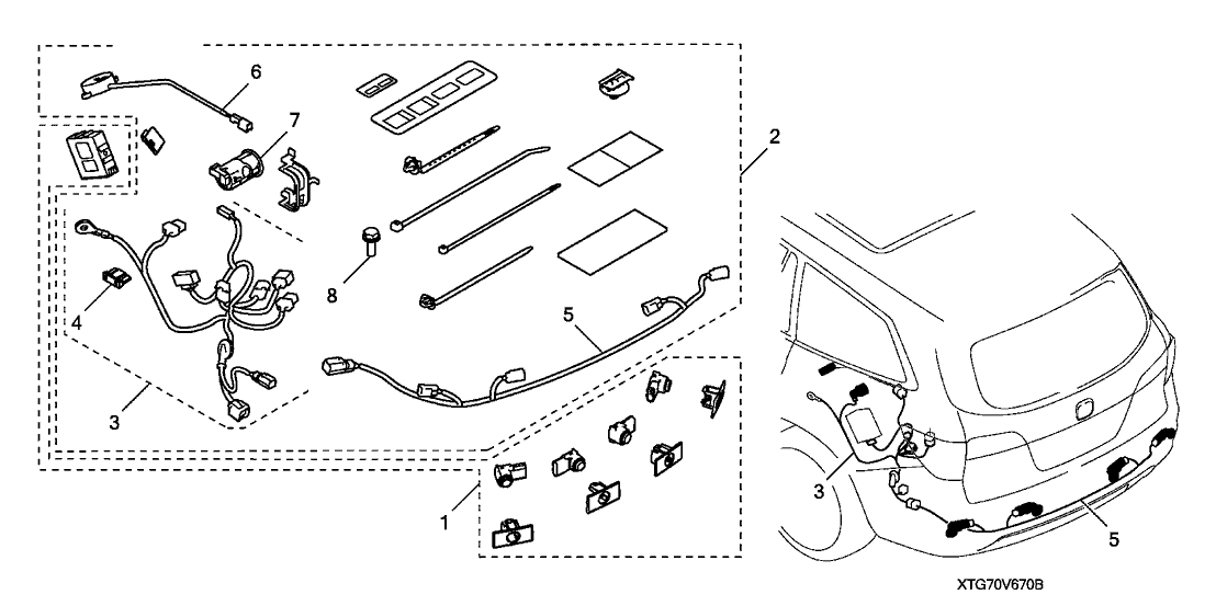 Honda 08V67-TG7-10033 SUB-HARNESS, RR. BUMPER