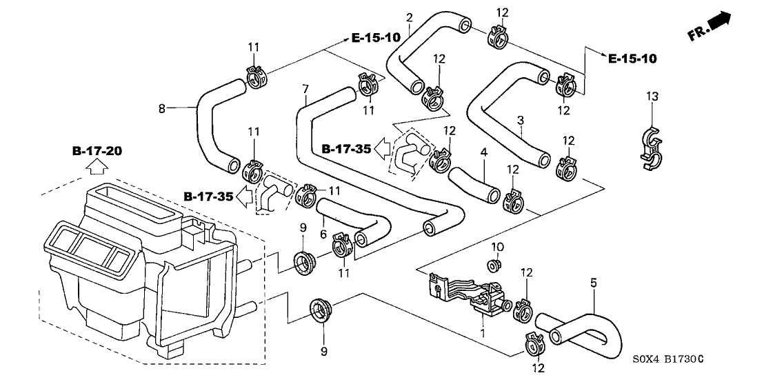 Honda 79725-S0X-A51 Hose, Water Outlet (Single)