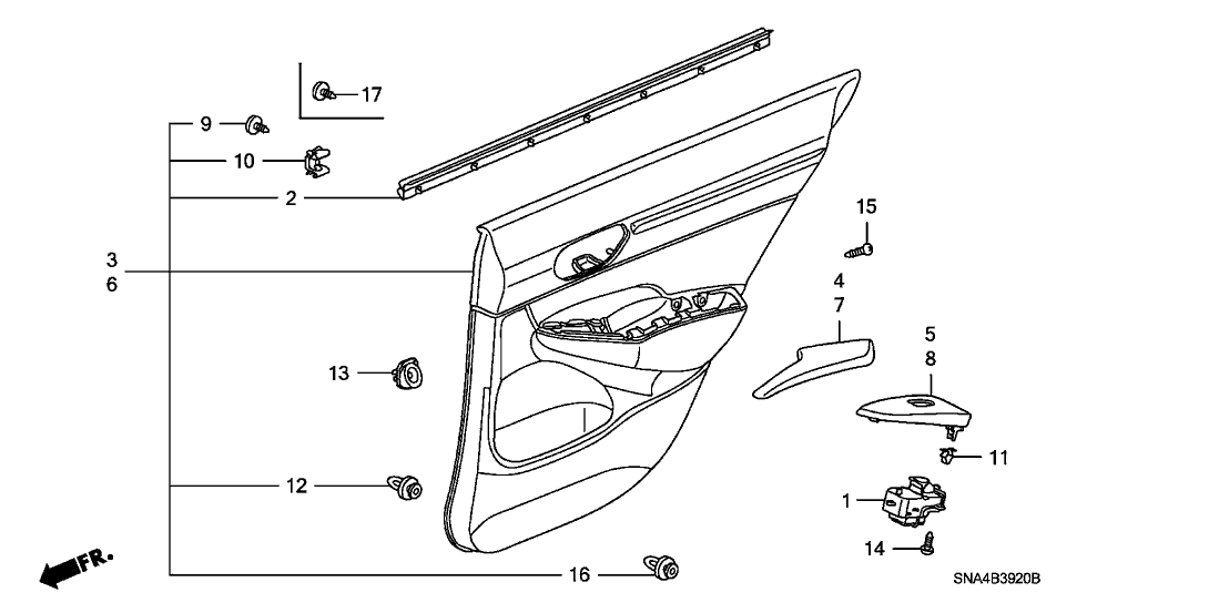 Honda 83753-SNA-A42ZB Base L,RR Door Lng