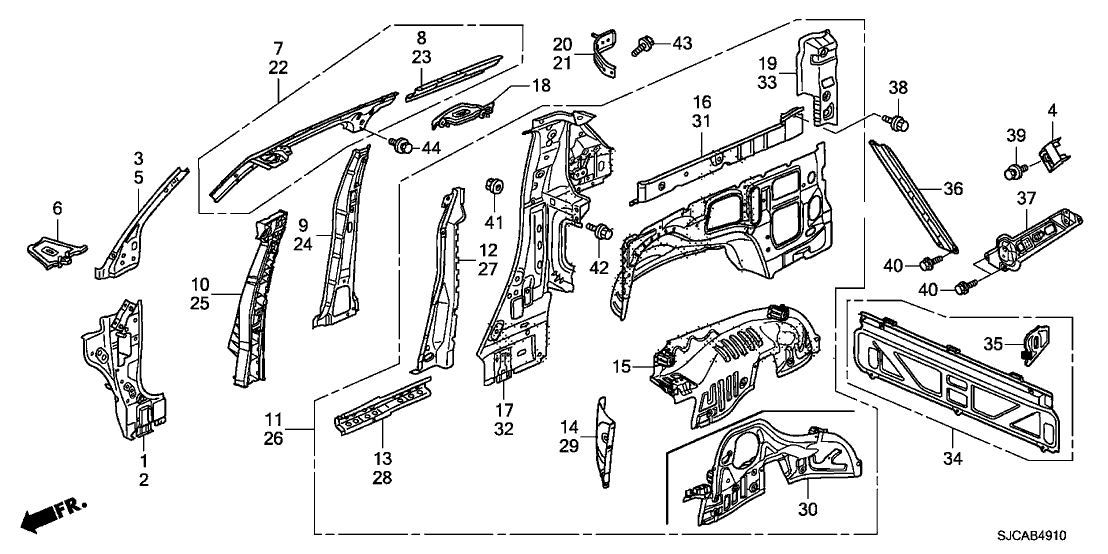 Honda 64225-SJC-305 Reinforcement, R. Center Pillar (Inner)