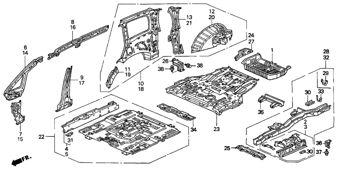 Honda 04655-SX0-300ZZ Panel Set, RR. Floor