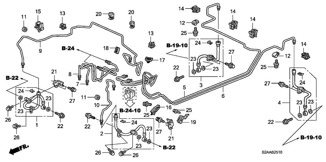 Honda 46393-S2A-A50 Clip, Brake Pipe